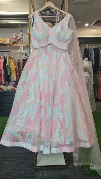 Flowing Pastel Lehenga with Sequins